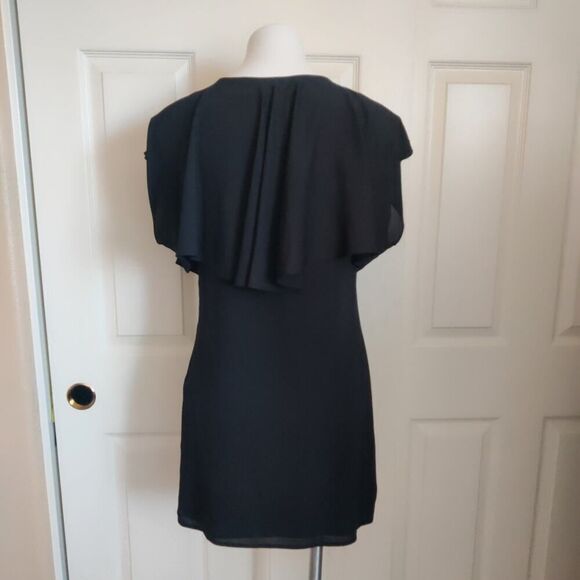 Forever 21 black chiffon overlay sheath dress sz M - Picture 5 of 10